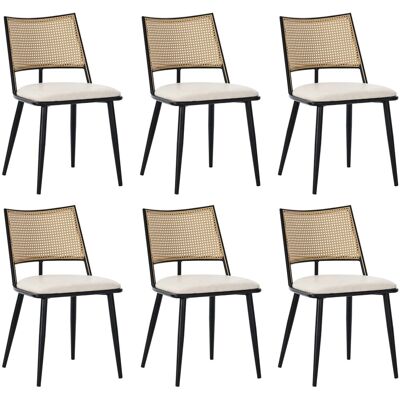 Merax Esszimmerstuhl 6er Set PU Sitz Rattan Rückenlehne Schwarz Merax Esszimmerstuhl 6er Set PU Sitz Rattan Rückenlehne Schwarz