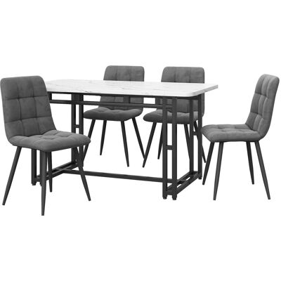 Merax Essgruppe 5-tlg mit 120x70cm Esstisch 4 Samtstühle Dunkelgrau Schwarz Merax Essgruppe 5-tlg mit 120x70cm Esstisch 4 Samtstühle Dunkelgrau Schwarz