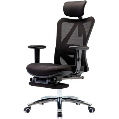 SIHOO Schreibtischstuhl Ergonomisch Verstellbare Lordosenstütze 150kg Belastbar mit Fußstütze Schwarz SIHOO Schreibtischstuhl Ergonomisch Verstellbare Lordosenstütze 150kg Belastbar mit Fußstütze Schwarz