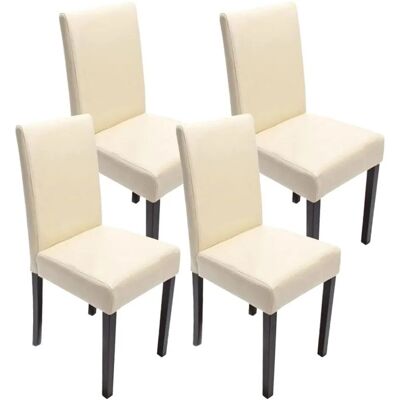 MCW Esszimmerstuhl Littau 4er-Set Kunstleder Creme Dunkle Beine MCW Esszimmerstuhl Littau 4er-Set Kunstleder Creme Dunkle Beine