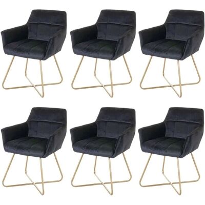 MCW F37-6 Esszimmerstühle - Set aus 6, Samt, Metallbeine, Schwarz MCW F37-6 Esszimmerstühle - Set aus 6, Samt, Metallbeine, Schwarz