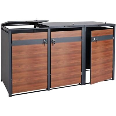 MCW 3er Mülltonnenverkleidung J82 Kirsche-Holzoptik Dunkelbraun 117x200x80cm MCW 3er Mülltonnenverkleidung J82 Kirsche-Holzoptik Dunkelbraun 117x200x80cm