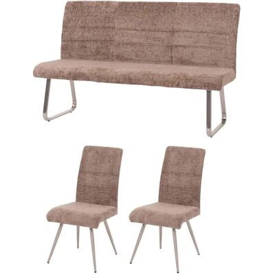 MCW Esszimmer-Set G55 2er-Set Stuhl + Sitzbank 160cm 3-teilig Stoff Chenille Braun MCW Esszimmer-Set G55 2er-Set Stuhl + Sitzbank 160cm 3-teilig Stoff Chenille Braun