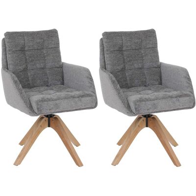 MCW 2er-Set Esszimmerstuhl Q36 Drehbar Stoff Chenille Öko-Tex Holz Grau MCW 2er-Set Esszimmerstuhl Q36 Drehbar Stoff Chenille Öko-Tex Holz Grau