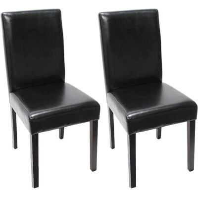 MCW Esszimmerstuhl Littau 2er-Set Leder Schwarz Dunkle Beine MCW Esszimmerstuhl Littau 2er-Set Leder Schwarz Dunkle Beine