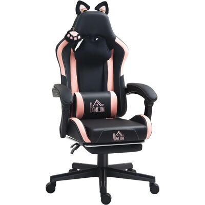 HOMCOM Gaming Stuhl Kunstleder 65L x 62B x 116-124H cm Schwarz HOMCOM Gaming Stuhl Kunstleder 65L x 62B x 116-124H cm Schwarz