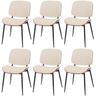 MCW Esszimmerstuhl O44 6er-Set Walnuss-Optik Weiß MCW Esszimmerstuhl O44 6er-Set Walnuss-Optik Weiß