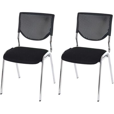 MCW 2er-Set Besucherstuhl T401 Stapelbar Stoff/Textil Sitz Schwarz Füße Chrom MCW 2er-Set Besucherstuhl T401 Stapelbar Stoff/Textil Sitz Schwarz Füße Chrom