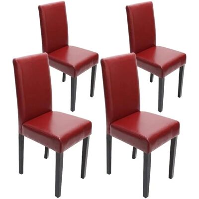 MCW Esszimmerstuhl Littau 4er-Set Leder Rot Dunkle Beine MCW Esszimmerstuhl Littau 4er-Set Leder Rot Dunkle Beine