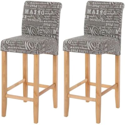 MCW Barhocker C33 2er-Set Schriftzug Grau Helle Beine Stoff/Textil MCW Barhocker C33 2er-Set Schriftzug Grau Helle Beine Stoff/Textil