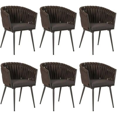 MCW Alu-Esszimmerstuhl N38 6er-Set Braun Kissen Dunkelgrau MCW Alu-Esszimmerstuhl N38 6er-Set Braun Kissen Dunkelgrau