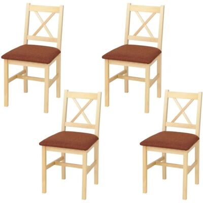 MCW Esszimmerstuhl F77 4er-Set Natur Polster Terrakotta MCW Esszimmerstuhl F77 4er-Set Natur Polster Terrakotta
