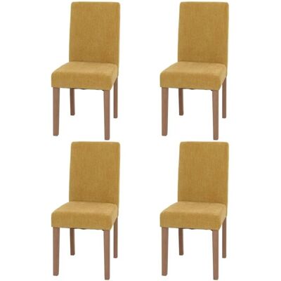 MCW Esszimmerstuhl Littau Chenille 4er-Set Gelb Naturfarbene Beine MCW Esszimmerstuhl Littau Chenille 4er-Set Gelb Naturfarbene Beine