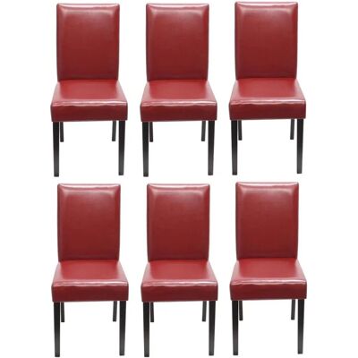 MCW Esszimmerstuhl Littau 6er-Set Leder Rot Dunkle Beine MCW Esszimmerstuhl Littau 6er-Set Leder Rot Dunkle Beine