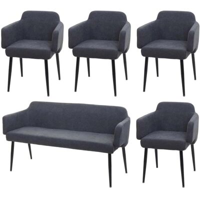 MCW Esszimmer-Set L13 5-teilig 4er-Set Stuhl+Sitzbank Anthrazit MCW Esszimmer-Set L13 5-teilig 4er-Set Stuhl+Sitzbank Anthrazit