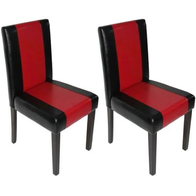 MCW Esszimmerstuhl Littau Kunstleder 2er-Set Kunstleder Schwarz-Rot Dunkle Beine MCW Esszimmerstuhl Littau Kunstleder 2er-Set Kunstleder Schwarz-Rot Dunkle Beine
