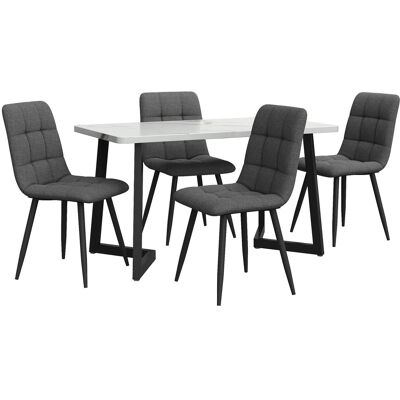 Merax Essgruppe 5-tlg mit 117cm Esstisch 4 Leinenstühle Dunkelgrau Tischbeine Schwarz Merax Essgruppe 5-tlg mit 117cm Esstisch 4 Leinenstühle Dunkelgrau Tischbeine Schwarz