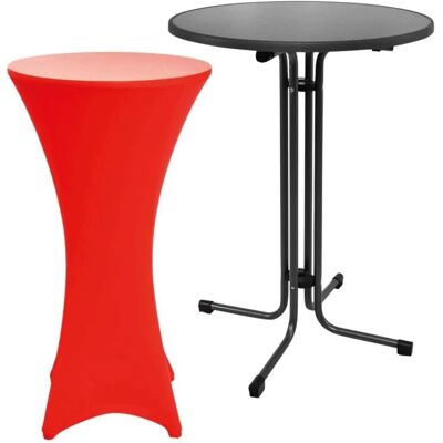 Beautissu Sylt Stehtisch Ø 70cm Grau mit Stella Stehtischhusse Ø 70cm Rot Beautissu Sylt Stehtisch Ø 70cm Grau mit Stella Stehtischhusse Ø 70cm Rot