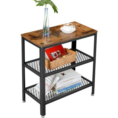 Songmics Beistelltisch Daxton mit Netzablage Industrie-Design Braun-Schwarz Songmics Beistelltisch Daxton mit Netzablage Industrie-Design Braun-Schwarz
