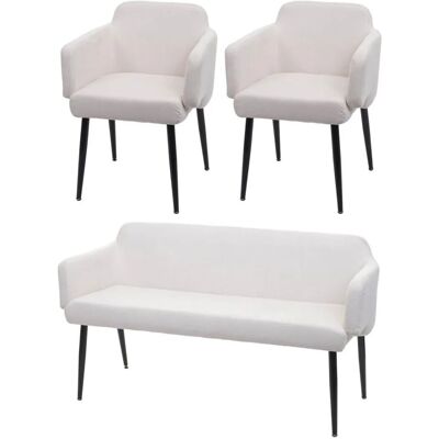 MCW Esszimmer-Set L13 3-teilig 2er-Set Stuhl+Sitzbank Creme-Weiß MCW Esszimmer-Set L13 3-teilig 2er-Set Stuhl+Sitzbank Creme-Weiß