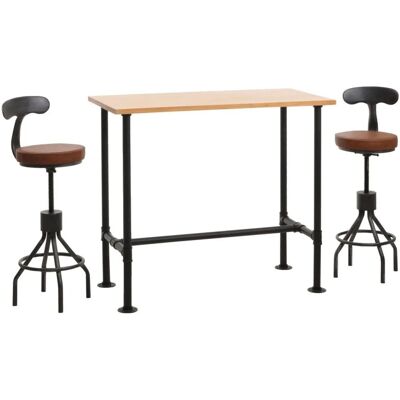 MCW Set Bartisch mit 2x Barhocker N21 Natur Braun MCW Set Bartisch mit 2x Barhocker N21 Natur Braun