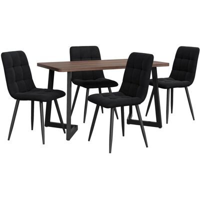 Merax Essgruppe 5-tlg mit Esstisch Holzoptik 4 Samtstühle Schwarz MDF Walnuss Metallbeine Schwarz Merax Essgruppe 5-tlg mit Esstisch Holzoptik 4 Samtstühle Schwarz MDF Walnuss Metallbeine Schwarz