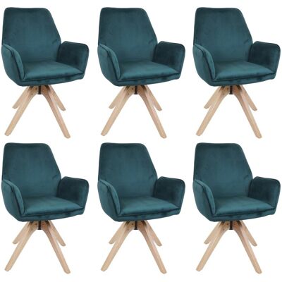 MCW 6er-Set Esszimmerstuhl G67 Drehbar Holz Samt Grün MCW 6er-Set Esszimmerstuhl G67 Drehbar Holz Samt Grün