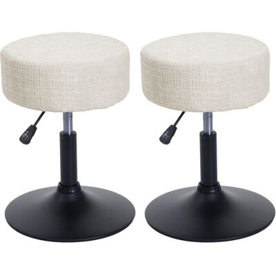 MCW 2er-Set Hocker C22 Höhenverstellbar Drehbar Ø 37cm Stoff Chenille Creme-Weiß MCW 2er-Set Hocker C22 Höhenverstellbar Drehbar Ø 37cm Stoff Chenille Creme-Weiß