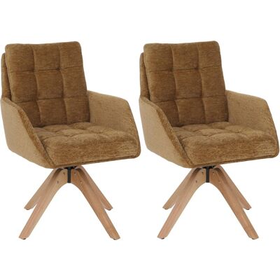 MCW 2er-Set Esszimmerstuhl Q36 Drehbar Stoff Chenille Öko-Tex Holz Senfgelb MCW 2er-Set Esszimmerstuhl Q36 Drehbar Stoff Chenille Öko-Tex Holz Senfgelb