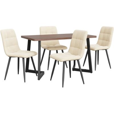 Merax Essgruppe 5-tlg mit Esstisch Holzoptik 4 Samtstühle Beige MDF Walnuss Metallbeine Schwarz Merax Essgruppe 5-tlg mit Esstisch Holzoptik 4 Samtstühle Beige MDF Walnuss Metallbeine Schwarz