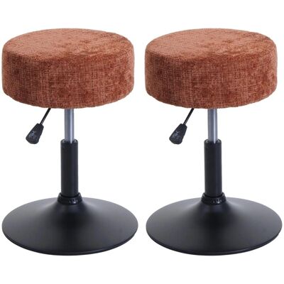 MCW 2er-Set Hocker C22 Höhenverstellbar Drehbar Ø 37cm Stoff Chenille Terrakotta MCW 2er-Set Hocker C22 Höhenverstellbar Drehbar Ø 37cm Stoff Chenille Terrakotta
