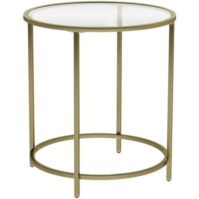 Vasagle Beistelltisch Hartglas Ø 50 cm x 50 cm Gold Vasagle Beistelltisch Hartglas Ø 50 cm x 50 cm Gold