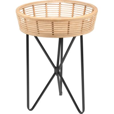 LUXTOOLS Beistelltisch Minimalist Zen Rund 49 cm x Ø 37 cm Natur-Schwarz LUXTOOLS Beistelltisch Minimalist Zen Rund 49 cm x Ø 37 cm Natur-Schwarz