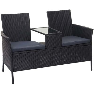 MCW Poly-Rattan Sitzbank mit Tisch E24 Schwarz Kissen Dunkelgrau MCW Poly-Rattan Sitzbank mit Tisch E24 Schwarz Kissen Dunkelgrau