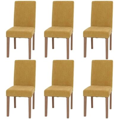 MCW Esszimmerstuhl Littau Chenille 6er-Set Gelb Naturfarbene Beine MCW Esszimmerstuhl Littau Chenille 6er-Set Gelb Naturfarbene Beine