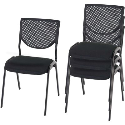 MCW 4er-Set Besucherstuhl T401 Stapelbar Stoff/Textil Sitz Schwarz Füße Schwarz MCW 4er-Set Besucherstuhl T401 Stapelbar Stoff/Textil Sitz Schwarz Füße Schwarz