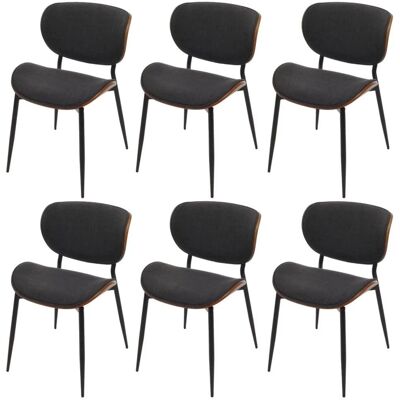 MCW Esszimmerstuhl O45 6er-Set Walnuss-Optik Dunkelgrau MCW Esszimmerstuhl O45 6er-Set Walnuss-Optik Dunkelgrau
