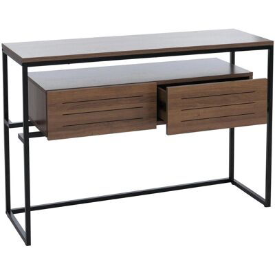 MCW Konsolentisch P46 Schublade Metall MDF Melamin 80x120x40cm Braun MCW Konsolentisch P46 Schublade Metall MDF Melamin 80x120x40cm Braun