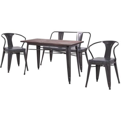 MCW Gartentisch - Ulmenholz, Stahlbeine, 120cm - Gartentisch MCW Gartentisch - Ulmenholz, Stahlbeine, 120cm - Gartentisch