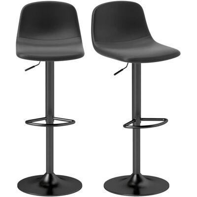 HOMCOM Barhocker 2er Set Höhenverstellbar Kunstleder Schwarz HOMCOM Barhocker 2er Set Höhenverstellbar Kunstleder Schwarz