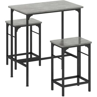 HOMCOM Bartisch Set Bartisch mit Barhocker-Set Esstisch für Esszimmer Küche Grau HOMCOM Bartisch Set Bartisch mit Barhocker-Set Esstisch für Esszimmer Küche Grau