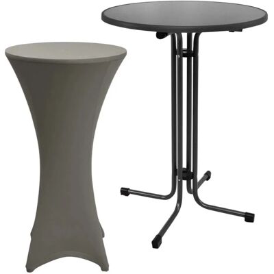 Beautissu Sylt Stehtisch Ø 70cm Grau mit Stella Stehtischhusse Ø 70cm Anthrazit Beautissu Sylt Stehtisch Ø 70cm Grau mit Stella Stehtischhusse Ø 70cm Anthrazit