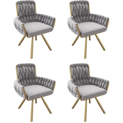 Merax Samt Esszimmerstuhl 4er Set Drehbar mit Metallbeinen Grau Merax Samt Esszimmerstuhl 4er Set Drehbar mit Metallbeinen Grau