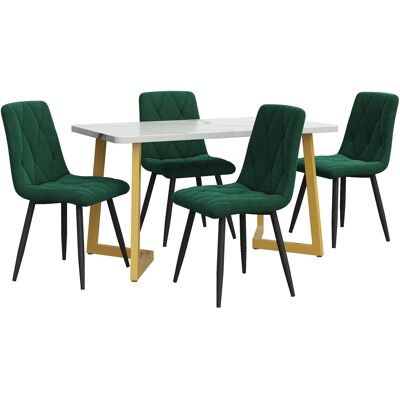 Merax Essgruppe 5-tlg mit 117x68cm Esstisch 4 Samtstühle Dunkelgrün Tischbeine Gold Merax Essgruppe 5-tlg mit 117x68cm Esstisch 4 Samtstühle Dunkelgrün Tischbeine Gold