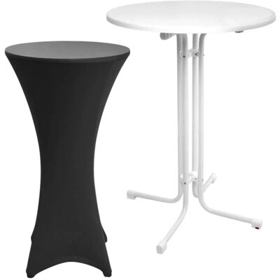 Beautissu Sylt Stehtisch Ø 70cm Weiß mit Stella Stehtischhusse Ø 70cm Schwarz Beautissu Sylt Stehtisch Ø 70cm Weiß mit Stella Stehtischhusse Ø 70cm Schwarz