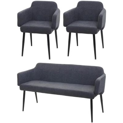 MCW Esszimmer-Set L13 3-teilig 2er-Set Stuhl+Sitzbank Anthrazit MCW Esszimmer-Set L13 3-teilig 2er-Set Stuhl+Sitzbank Anthrazit