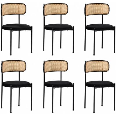 Merax Samt Esszimmerstuhl 6er Set Rattan Optik mit Metallbeinen Schwarz Merax Samt Esszimmerstuhl 6er Set Rattan Optik mit Metallbeinen Schwarz