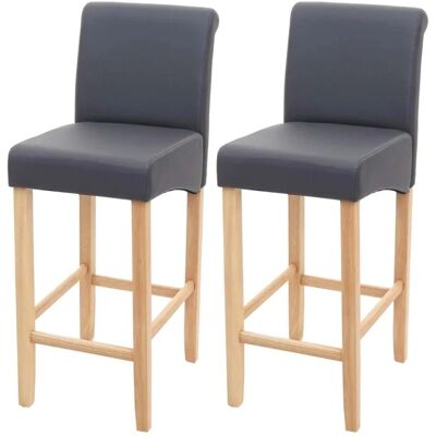 MCW Barhocker C33 2er-Set Grau Matt Helle Beine Kunstleder MCW Barhocker C33 2er-Set Grau Matt Helle Beine Kunstleder