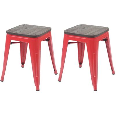 MCW 2x Hocker A73 Inkl. Holz-Sitzfläche Rot MCW 2x Hocker A73 Inkl. Holz-Sitzfläche Rot