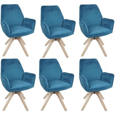 MCW 6er-Set Esszimmerstuhl G67 Drehbar Holz Samt Türkis-Blau MCW 6er-Set Esszimmerstuhl G67 Drehbar Holz Samt Türkis-Blau